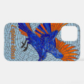 Mosaic Bluebird Flight Stained Glass Phone Case iPhoneケース (裏面横)