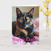 Mosaic Cat Portrait Card カード (黄色い花)