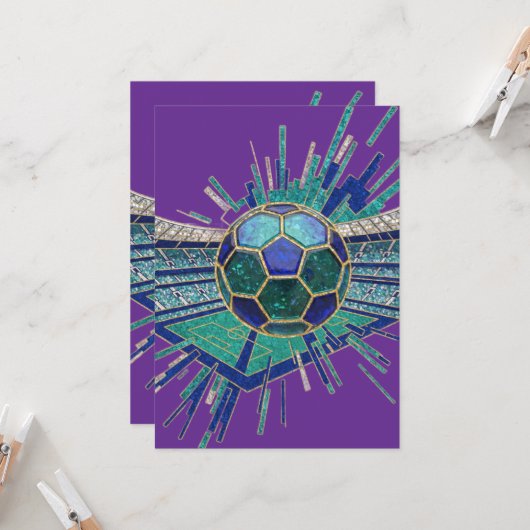 Mosaic Football Stadium Burst Abstract World Cup 招待状 (正面/裏面インサイチュ)