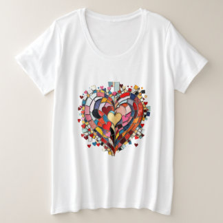 Mosaic Heart of Love プラスサイズTシャツ