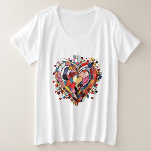 Mosaic Heart of Love プラスサイズTシャツ (デザイン正面)