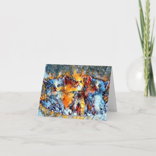 Mosaic Kittens Blank Greeting Card サンキューカード (正面)