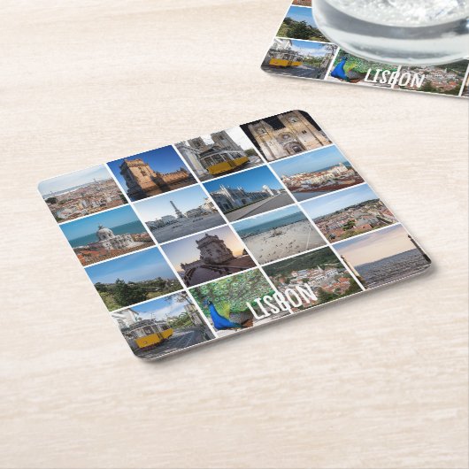 Mosaic Lisbonの写真，ポルトガル スクエアペーパーコースター (アングル)