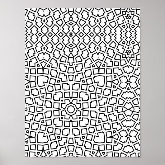 Mosaic Mandala Pattern Coloring Page Geometric ポスター (正面)