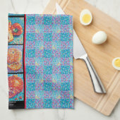 Mosaic Medley Pointillism with Red キッチンタオル (四つ折り)