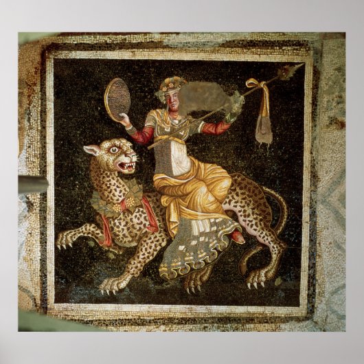 Mosaic of Dionysus riding a Leopard c.180 AD ポスター (正面)