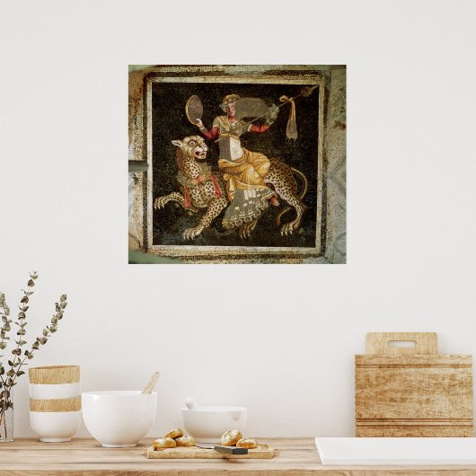 Mosaic of Dionysus riding a Leopard c.180 AD ポスター (キッチン)