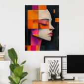 Mosaic of Her Silence — Painterly Blocks ポスター (ホームオフィス)