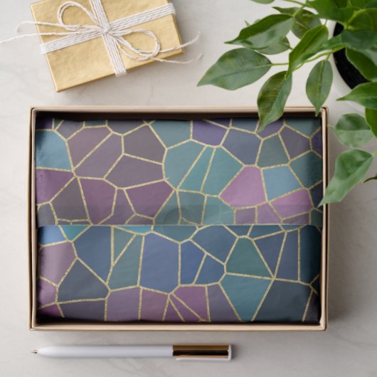 Mosaic Pattern of Pink Purple Teal Blue Green Gold 薄葉紙 (ギフト)