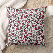 Mosaic red white black abstract pattern tile retro クッション (ブランケット)