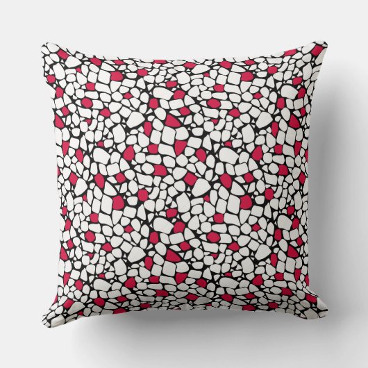 Mosaic red white black abstract pattern tile retro クッション (裏面)