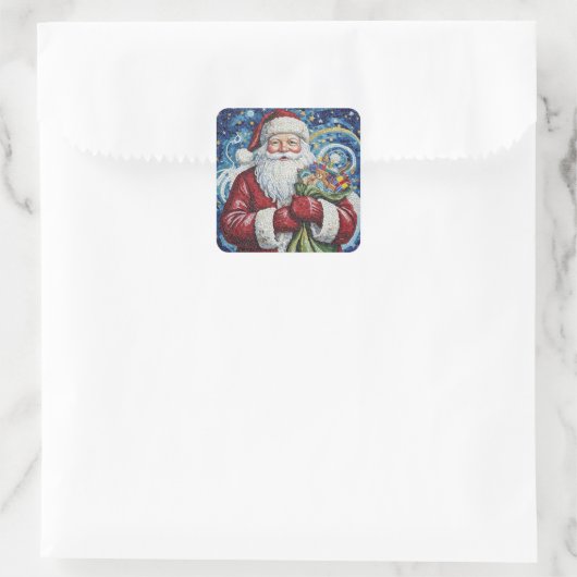 Mosaic Santa Claus Sticker Artistic  スクエアシール (バッグ)