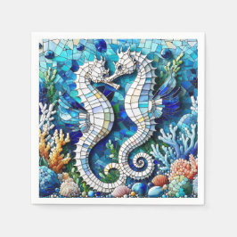 Mosaic Seahorses Romantic Beachy   スタンダードカクテルナプキン