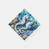 Mosaic Seahorses Romantic Beachy スタンダードカクテルナプキン (角)