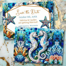 Mosaic Seahorses Romantic Beachy