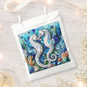 Mosaic Seahorses Romantic Beachy フェイバーバッグ (クリップ留めされた状態)
