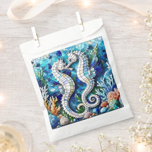 Mosaic Seahorses Romantic Beachy   フェイバーバッグ (クリップ留めされた状態)