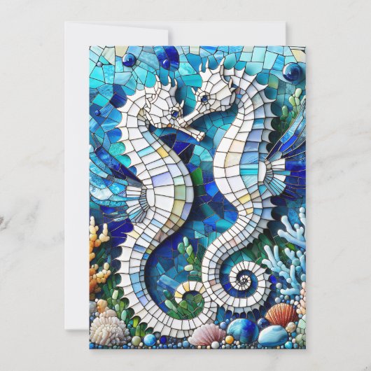 Mosaic Seahorses Romantic Beachy 招待状 (正面)