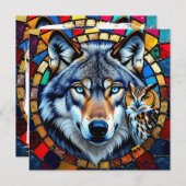 Mosaic Style Owl and Wolf | Blank シーズンカード (正面/裏面)