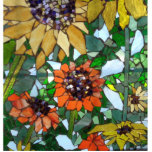 Mosaic Sunflowers 写真彫刻マグネット<br><div class="desc">Mosaic Sunflowers by Therese Dietzel of Willowcatdesigns</div>