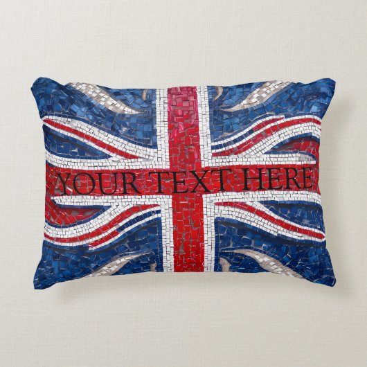 Mosaic Tile Effect of The United Kindoms Flag アクセントクッション (正面)