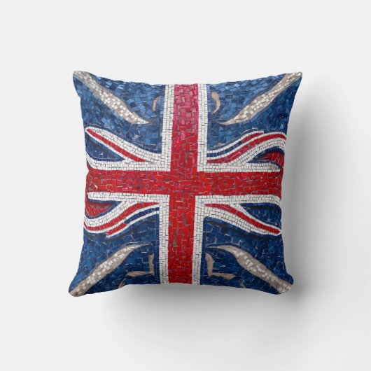 Mosaic Tile Effect of The United Kindoms Flag クッション (裏面)