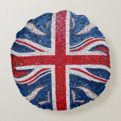 Mosaic Tile Effect of The United Kindoms Flag ラウンドクッション (裏面)