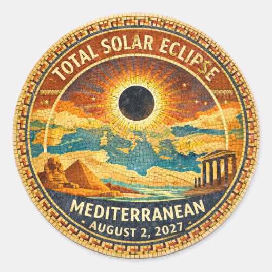Mosaic  Total Solar Eclipse 2027 sticker ラウンドシール (正面)