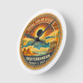 Mosaic  Total Solar Eclipse 2027 sticker ラウンド壁時計 (傾斜)