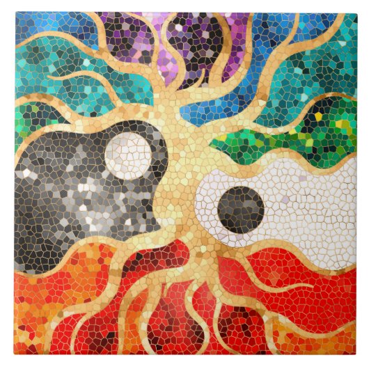 Mosaic Tree of life - Yin Yang タイル (正面)