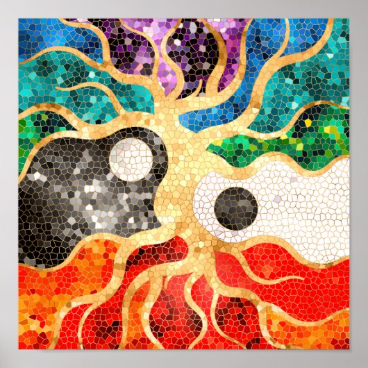 Mosaic Tree of life - Yin Yang ポスター (正面)
