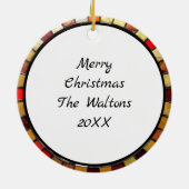 Mosaic Wolf and Owl  Art Personalized Christmas セラミックオーナメント (裏面)