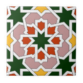 Mosaico 01 de azulejo marroquí verde y rojo en タイル (正面)