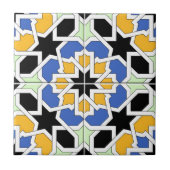 Mosaico 02 de azulejo marroquí azul y negro en タイル (正面)