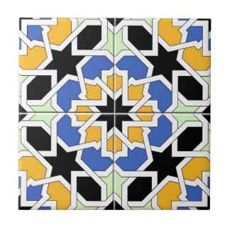 Mosaico 02 de azulejo marroquí azul y negro en タイル