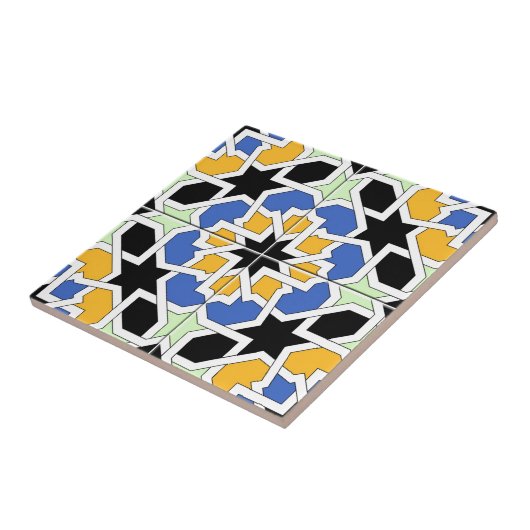 Mosaico 02 de azulejo marroquí azul y negro en タイル (側面)