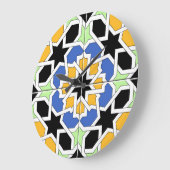 Mosaico 02 de azulejo marroquí azul y negro en ラージ壁時計 (傾斜)