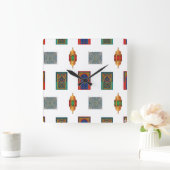 Mosaïque des portes et lanternes marocaines スクエア壁時計 (ホーム)