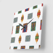 Mosaïque des portes et lanternes marocaines スクエア壁時計 (傾斜)