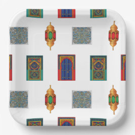 Mosaïque des portes et lanternes marocaines ペーパープレート