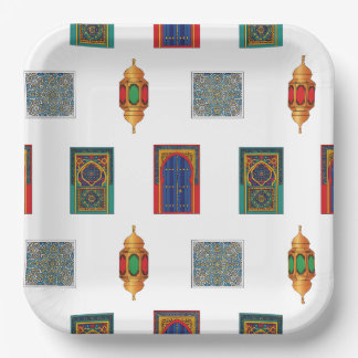 Mosaïque des portes et lanternes marocaines ペーパープレート