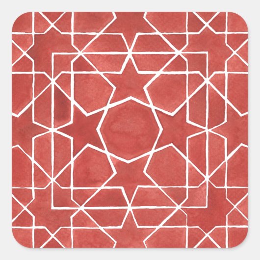 Mosaïque marocaine rouge ROSETTE スクエアシール (正面)