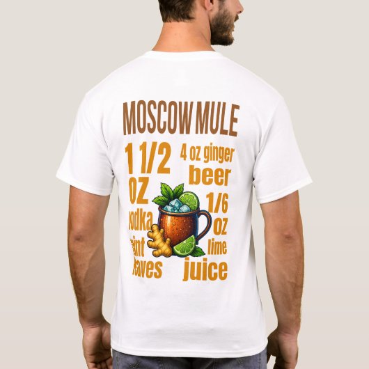 Moscow Mule T-Shirt – Classic Copper Mug Cocktail Tシャツ (裏面)