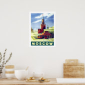 Moscow, red square, Russia, vintage, travel poster ポスター (キッチン)