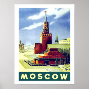 Moscow, red square, Russia, vintage, travel poster ポスター