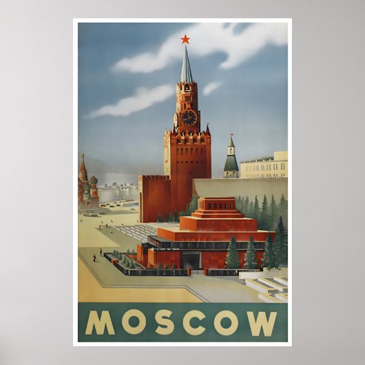 Moscow Travel Poster Russia Print Russian Art ポスター (正面)