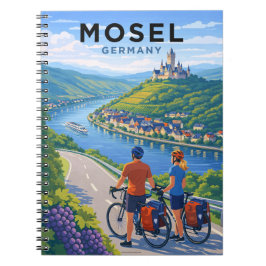 Mosel Germany Cycling Vintage Travel Art ノートブック