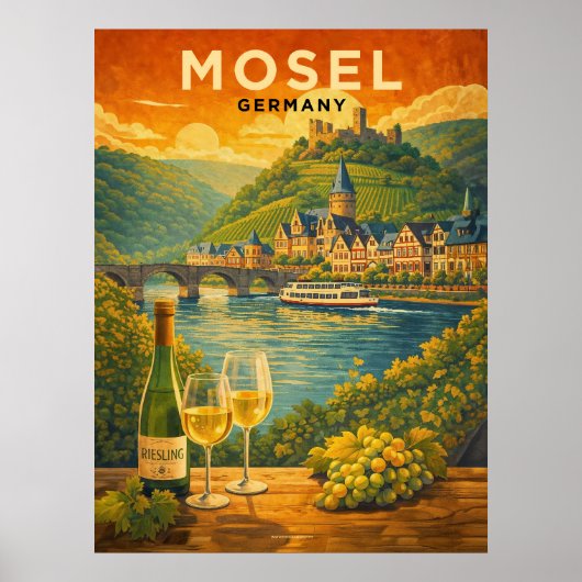 Mosel River Germany Vintage Travel ポスター (正面)