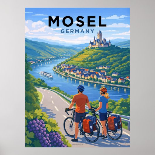 Mosel River Germany Vintage Travel ポスター (正面)