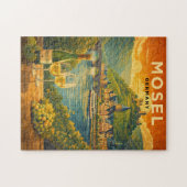 Mosel Wine Region Germany Vintage Travel Art ジグソーパズル (横)
